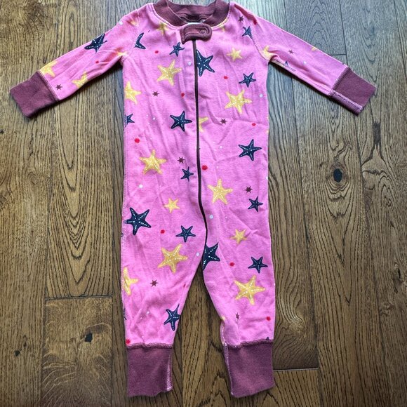 Hanna Andersson Baby Zip Sleeper In Organic Cotton Pink with Stars 6-9 Months - Picture 1 of 6